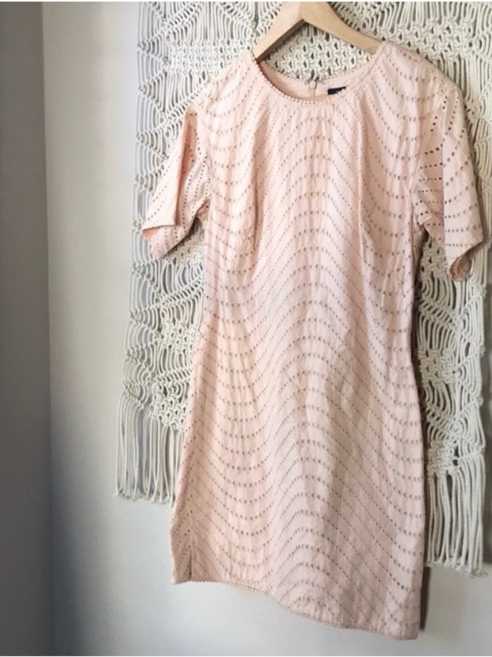French Connection Blush Pink Eyelet Mini Dress